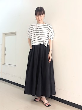 「NOLLEY’S（ノーリーズ）のウォッシャブルドルマンTシャツ（Tシャツ/カットソー、ホワイト系）」を使った、yamaguchiさん（レディース・163cm）の春コーディネート