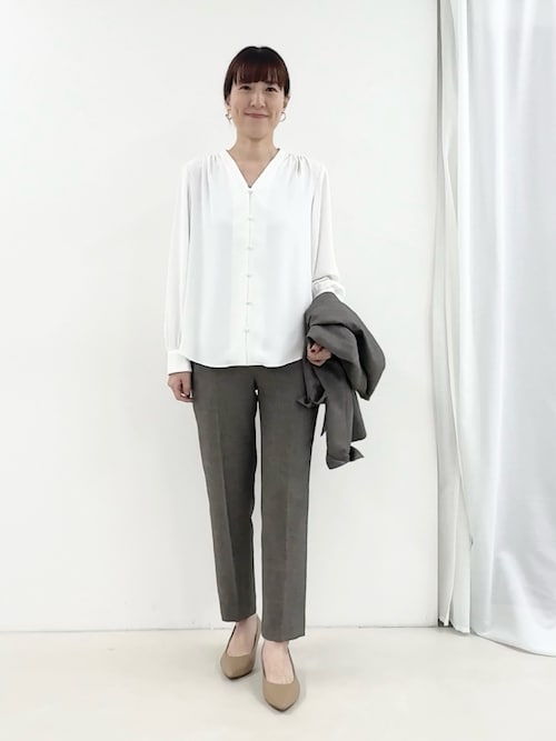 セール】ウォッシャブルジョーゼットVネックブラウス（シャツ/ブラウス