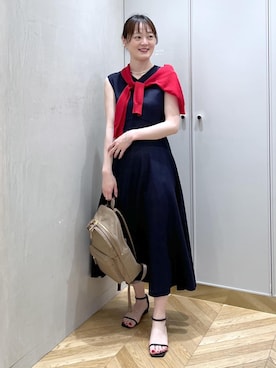 「E'POR（エポール）の【E'POR】【撥水】 Pac Sac Mini（パックサック ミニ）【26SS/新型】/一部WEB限定（バックパック/リュック、ブラック系）」を使った、sahoさん（レディース・165cm）の春コーディネート