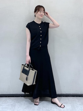 「E'POR（エポール）の【E'POR】BOAT BAG Medium/撥水・軽量・26SS新色（トートバッグ、ベージュ系）」を使った、sahoさん（レディース・165cm）の夏コーディネート