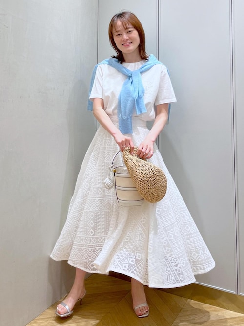 【美品】Rope: ジオメトリックレースフレアスカート セール】ジオメトリックレースフレアスカート【セットアップ対応