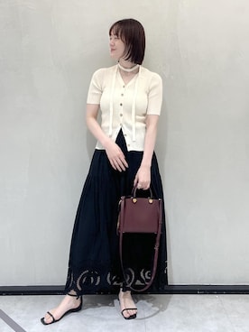 「ROPE'（ロペ）のアイテム（ニット/セーター）」を使った、sahoさん（レディース・165cm）の夏コーディネート