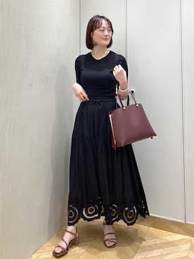 「ROPE'（ロペ）のアイテム（ニット/セーター）」を使った、sahoさん（レディース・165cm）の夏コーディネート