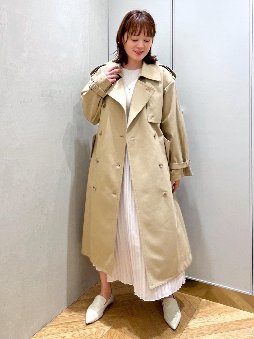 ROPE ロペ ベージュ ロングトレンチコート サイズ36 ROPÉ(ロペ) / MANTECO(マンテコ) テンセルウールトレンチコート