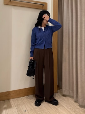 「ニットカーディガン」｜YURIさん（レディース・163cm）の秋コーディネート