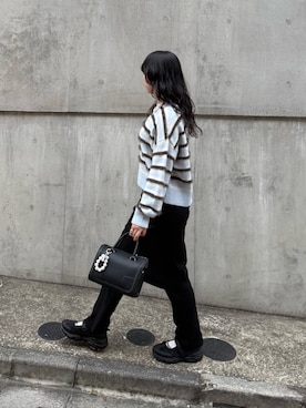 「ボーダーニット」｜YURIさん（レディース・163cm）の秋コーディネート