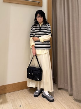 「アイテム（ポロシャツ）」を使った、YURIさん（レディース・163cm）の夏コーディネート