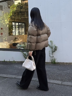 「カーキアウター」｜YURIさん（レディース・163cm）の冬コーディネート