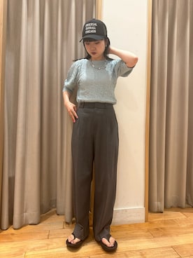 「サックスブルー」｜「アイテム（帽子）」を使った、YURIさん（レディース・163cm）の夏コーディネート