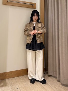 「アイテム（デニムジャケット）」を使った、YURIさん（レディース・163cm）の夏コーディネート