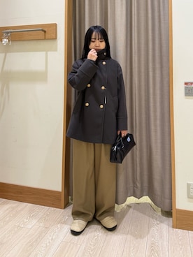 「アイテム（ピーコート）」を使った、YURIさん（レディース・163cm）の冬コーディネート