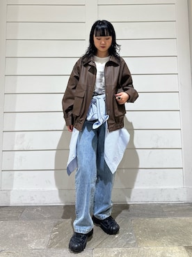 「海外系ファッション」｜「アイテム（ブルゾン）」を使った、YURIさん（レディース・163cm）の夏コーディネート