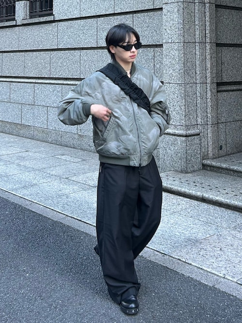 Center press two tuck wide straight slacks / センタープレス2