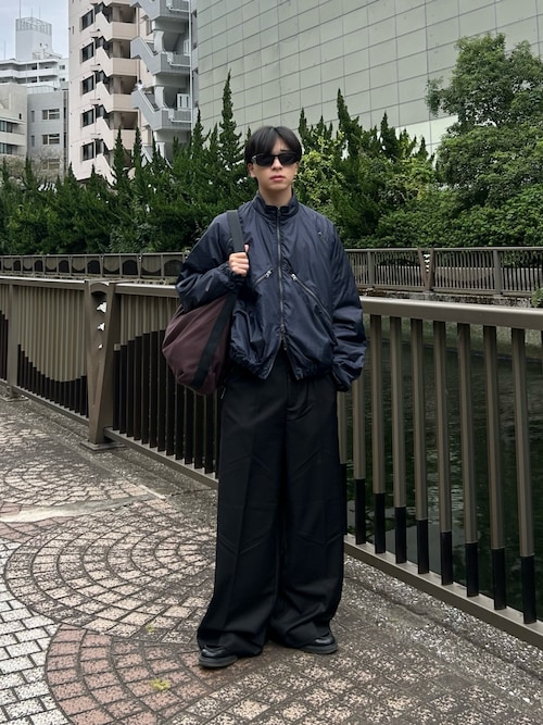 Center press two tuck wide straight slacks / センタープレス