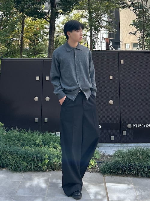 Center press two tuck wide straight slacks / センタープレス