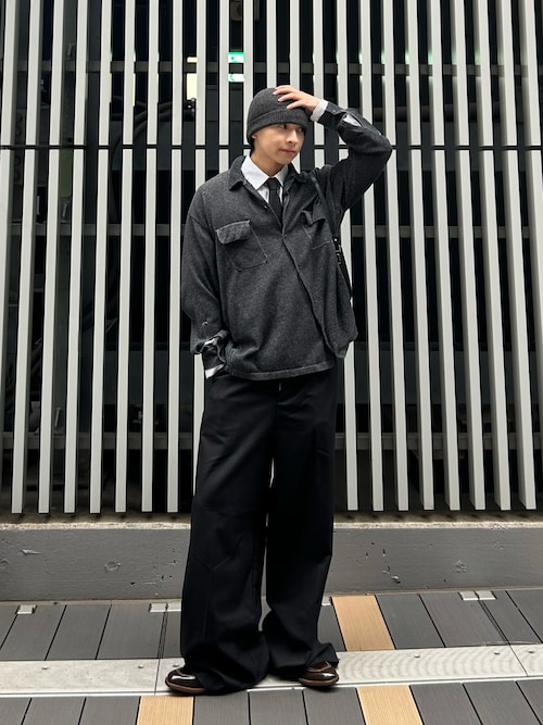 Center press two tuck wide straight slacks / センタープレス2