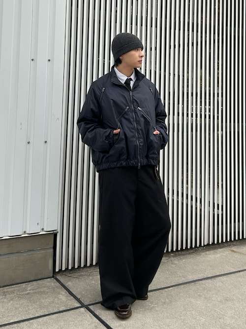 Center press two tuck wide straight slacks / センタープレス2
