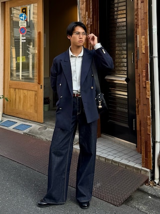 「soerte（ソエルテ）のOversize L/S basic shirt /オーバーサイズロングスリーブシャツ（シャツ/ブラウス）」を使った、KAMMAさん（メンズ・178cm）の春コーディネート