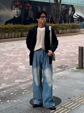 「アイテム（メガネ）」を使った、KAMMAさん（メンズ・178cm）の冬コーディネート