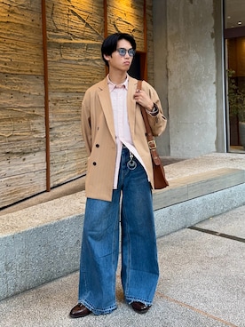 「COACH（コーチ）のアイテム（バッグ）」を使った、KAMMAさん（メンズ・178cm）の春コーディネート