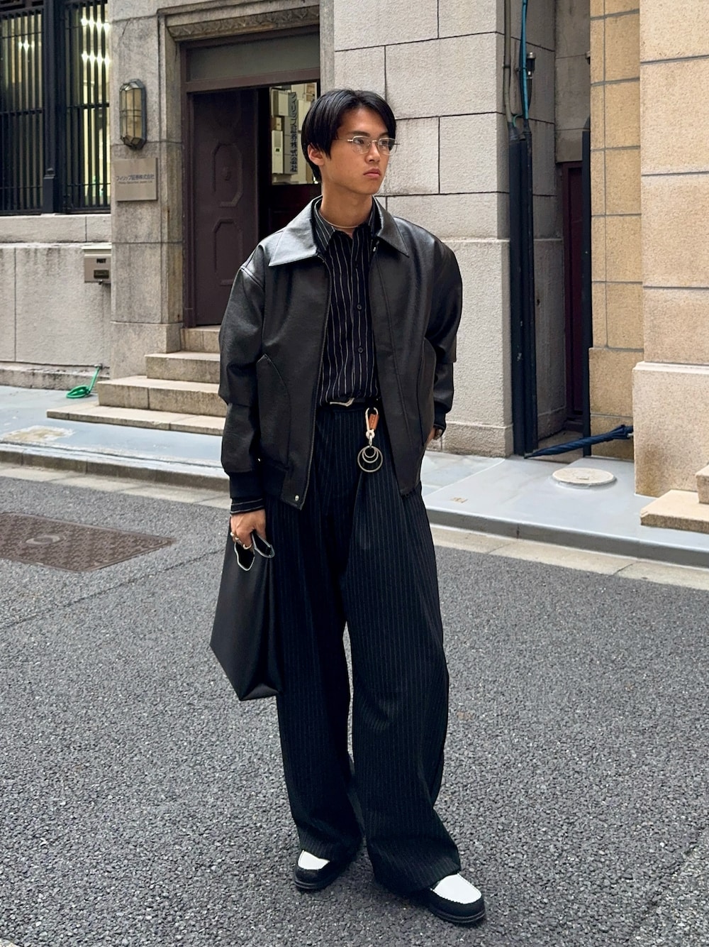 LURAKU】Synthetic Leather Fur Collar Jacket / LURAKU