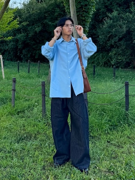 「soerte（ソエルテ）のOversize L/S basic shirt /オーバーサイズロングスリーブシャツ（シャツ/ブラウス）」を使った、KAMMAさん（メンズ・178cm）の夏コーディネート