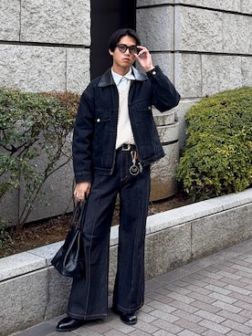 「soerte（ソエルテ）のアイテム」を使った、KAMMAさん（メンズ・178cm）の冬コーディネート