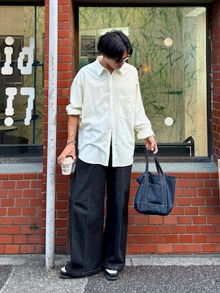 「LURAKU（ルラク）の【LURAKU】oversized shirts / LURAKU オーバーサイズシャツ（シャツ/ブラウス）」を使った、KAMMAさん（メンズ・178cm）の夏コーディネート
