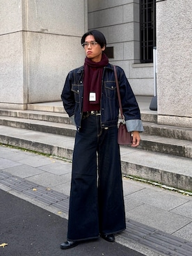 「アイテム（メガネ）」を使った、KAMMAさん（メンズ・178cm）の冬コーディネート