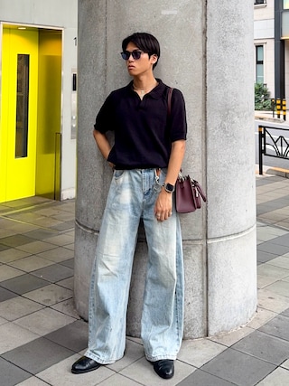 「LURAKU(ルラク)の【LURAKU】Dry Touch Knit Polo Shirt / ドライタッチニットポロシャツ(ポロシャツ)」を使った、KAMMAさん(メンズ・178cm)の秋コーディネート