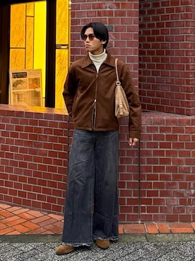 「アイテム（その他アウター、ブラウン系）」を使った、KAMMAさん（メンズ・178cm）の冬コーディネート