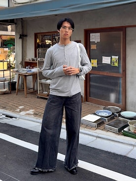 「Toironier（トワロニエ）のToironier/トワロニエ/Elephant Denim（デニムパンツ、ブラック系）」を使った、KAMMAさん（メンズ・178cm）の春コーディネート