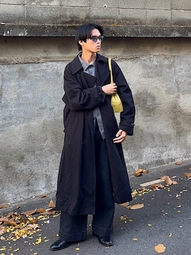 「アイテム（ステンカラーコート）」を使った、KAMMAさん（メンズ・178cm）の冬コーディネート