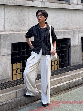 「アイテム（タンクトップ、グレー系）」を使った、KAMMAさん（メンズ・178cm）の夏コーディネート