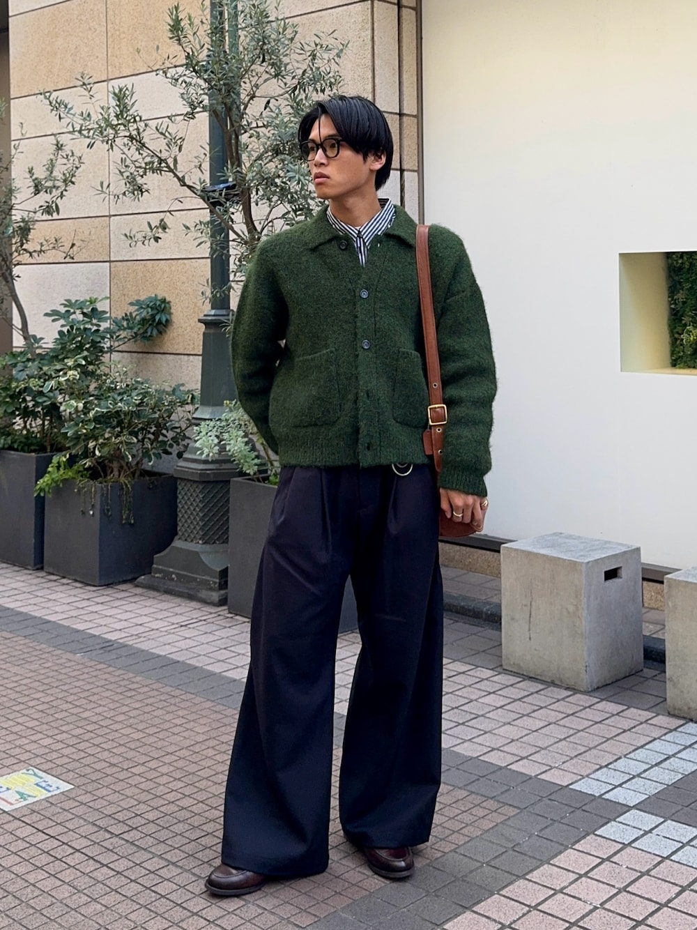 LURAKU】Shaggy Knit Polo Cardigan / シャギーニットポロカーディガン 