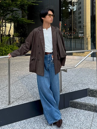 「Chikashitsu +(チカシツプラス)の【Chikashitsu +】double button henry neck long sleeve tee / 【チカシツプラス】ダブルボタンヘンリーネック長袖Tシャツ(Tシャツ/カットソー)」を使った、KAMMAさん(メンズ・178cm)の秋コーディネート