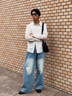 「Chikashitsu +（チカシツプラス）の【Chikashitsu +】stitch rib sleeveless（タンクトップ、ホワイト系）」を使った、KAMMAさん（メンズ・178cm）の春コーディネート