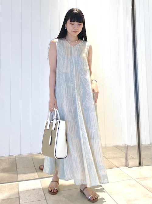 ロペ ROPE' イペカ IPEKER ニュアンスボタニカルAラインワンピース セール】【IPEKER】ニュアンスボタニカルAラインワンピース