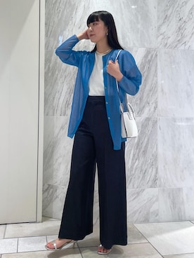 「ROPE'（ロペ）のAnna Sandal （アンナ サンダル）（サンダル、シルバー系）」を使った、kahoさん（レディース・160cm）の夏コーディネート