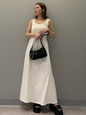 「EMODA（エモダ）のタンクラバーサンダル（サンダル）」を使った、中田鈴乃さん（レディース・157cm）の夏コーディネート