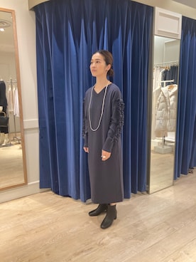 「袖フリル」｜「アイテム（ワンピース/ドレス）」を使った、hiroさん（レディース・152cm）の冬コーディネート