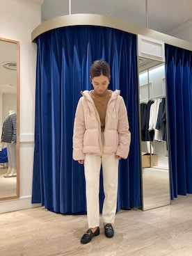 「アイテム（ダウンジャケット/コート、ピンク系）」を使った、hiroさん（レディース・152cm）の秋コーディネート