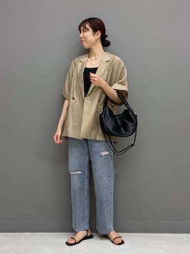 「メンズライク」｜「アイテム（ジャケット/アウター）」を使った、miiさん（レディース・172cm）の夏コーディネート