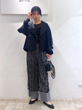 「キャミワンピ」｜「アイテム（トレンチコート）」を使った、miiさん（レディース・172cm）の冬コーディネート