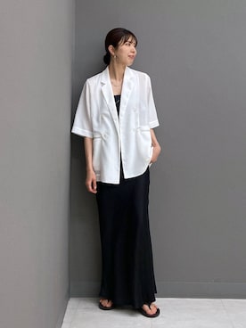「ナチュラル」｜「アイテム（ジャケット/アウター）」を使った、miiさん（レディース・172cm）の夏コーディネート