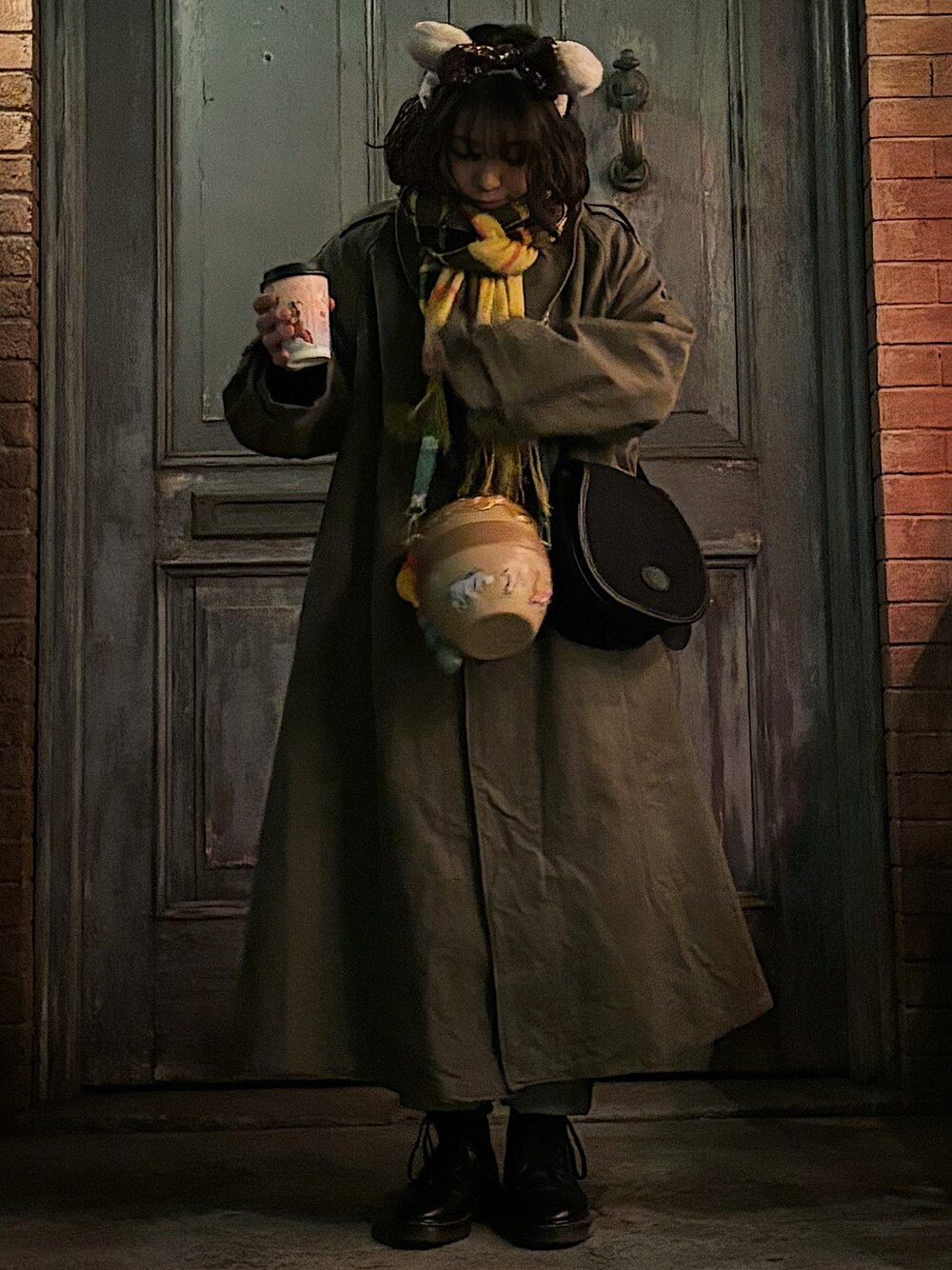 「フランス軍、french army、Frenchmilitary、m35、モーターサイクルコート、vintage、秋冬コーデ、古着、古着MIX、BRADY、ブレディ、Dr.Martens、ドクターマーチン、ファッションを楽しもう、軍モノ」｜「BRADYのBrady | AIRE（ショルダーバッグ、ブラック系）」を使った、みにまむさん（レディース・150cm）の秋コーディネートの1枚目の写真