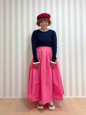 「アイテム（ハンチング/ベレー帽）」を使った、まなをさん（レディース・153cm）の秋コーディネート