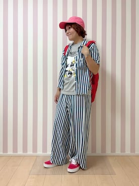 「アイテム（バックパック/リュック）」を使った、まなをさん（レディース・153cm）の夏コーディネート