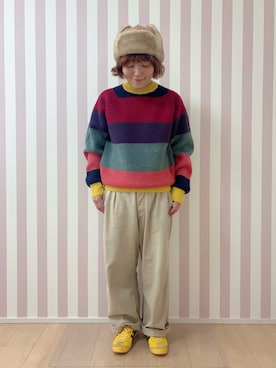 「Onitsuka Tiger（オニツカタイガー）のアイテム（イエロー系）」を使った、まなをさん（レディース・153cm）の秋コーディネート