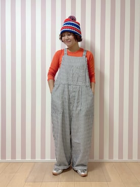「アイテム（オールインワン・サロペット）」を使った、まなをさん（レディース・153cm）の秋コーディネート